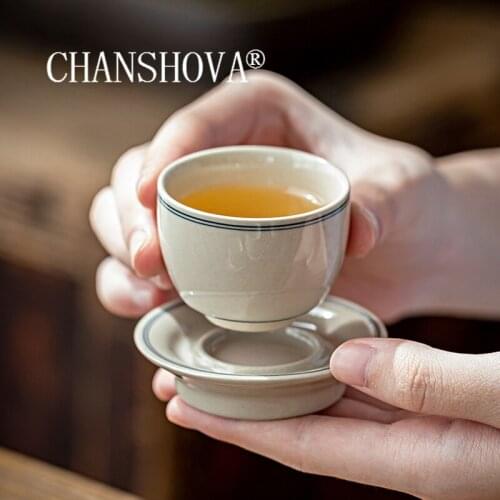 CHANSHOVA 30ml Chinese style tea cup saucer set ceramic small tea cup set China porcelain H569