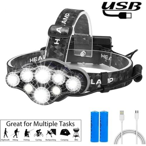 8/2 LED COB Headlamp Rechargeable Flashlight LED COB Head Light Waterproof Working Light Headlight For Camping Fishing Outdoor