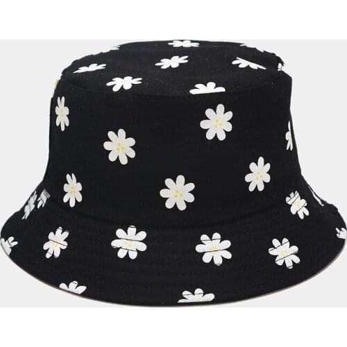 New Cotton Flower Print Bucket Hat Fisherman Hat Outdoor Travel Hat Sun Cap Hats for Men and Women