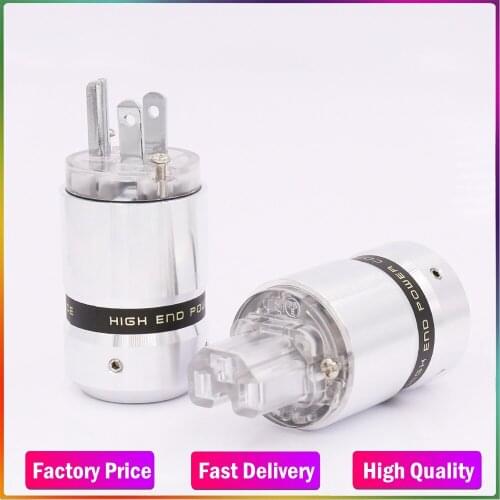 New Hi-End Rhodium Plated US Power Cable Plug IEC Connector Female male Plug HIFI DIY Mains Power Cable