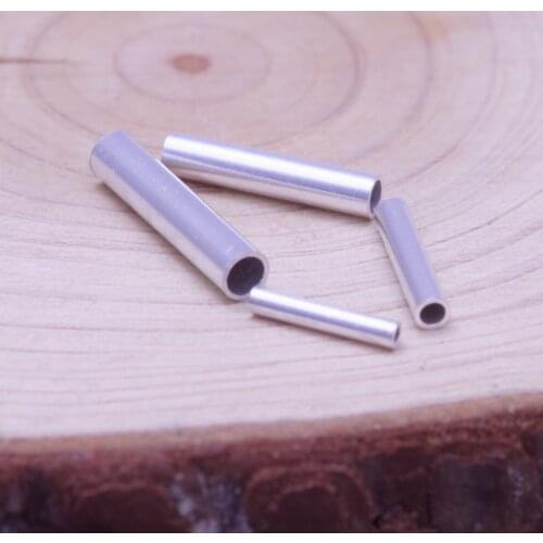 2mm 10pcs 999 sterling Silver Round Tube Silver Crimp End Beads Silver Crimps Silver End Bead for Jewelry Making Findings