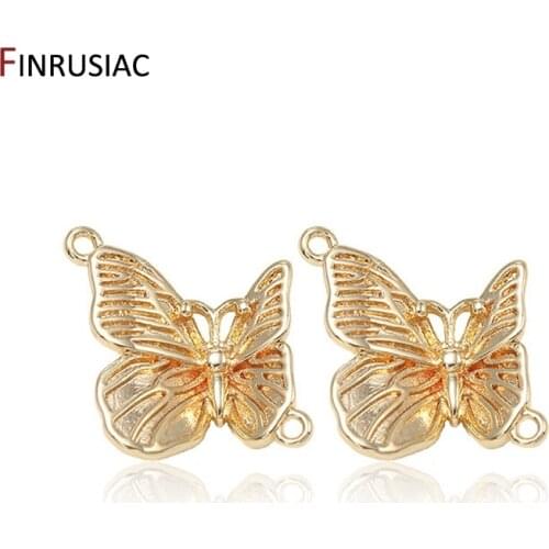 14k gold plated Butterfly Connector Pendant For Jewellery Making DIY Earrings Charms Accessories