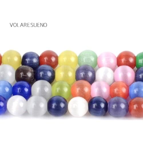 Multicolor Cat Eye Opal Stone Natural Round Loose Beads 15”Strand Pick 4-12mm Spacer Beads For Necklace Accessory Jewelry Making