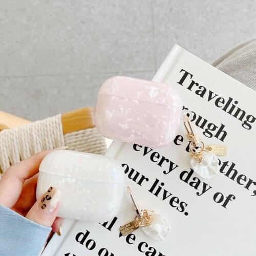Luxury Cute Korean Pearl Case For AirPods Pro AirPods 1 2 3 shell with keychain Silicone Earphone Case Cover for Apple AirPods