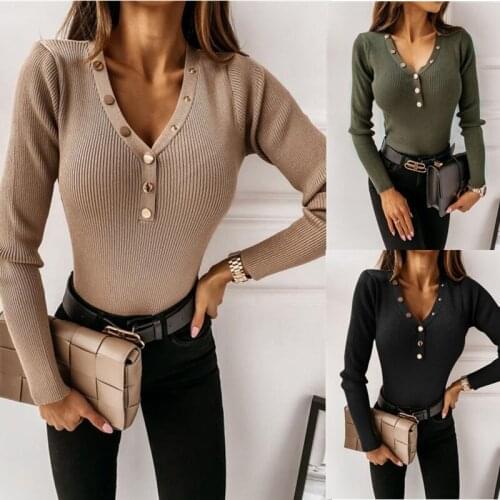 Sutimine Women Sweater Knitted Female Long Sleeve V-neck Vitange Sweater And Pullover Female Autumn Winter Slim Jumpers Casual