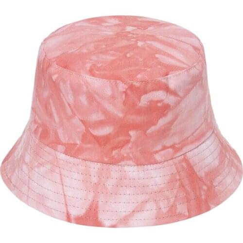 Outdoor INS Spring Summer Street Fashion Cotton Tie Dye Cap Graffiti Double-Sided Reversible Beach Short Brim Girl Bucket Hat