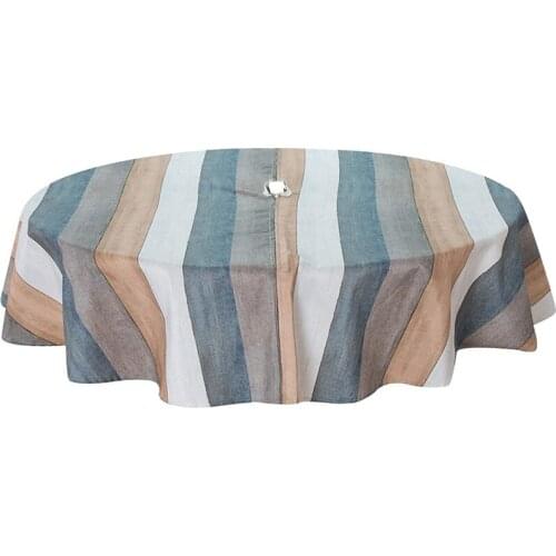 Outdoor Tablecloth Waterproof Table Cover with Zipper Umbrella Hole for Patio Garden Table Top Decor, 60Inch Round