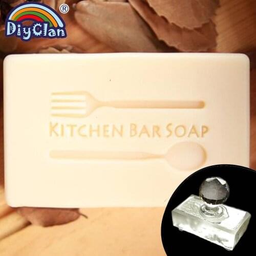 Fork Spoon Kitchen Bar Soap Stamp Clear Diy Natural Organic Glass Handmade Soap Making Chapter With Handle Acrylic Seal Custom