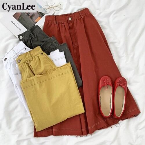 Cyanlee Maxi Skirt Women Bright Line Decorative Elastic High Waist Loose Slim A-line Skirt Saias Female Harajuku Bottoms