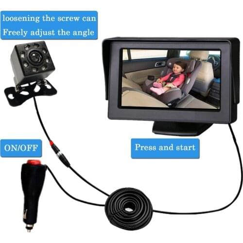 Safety seat rearview mirror child observation mirror 4.3 inch clear shopping vision USB socket safety car seat mirror monitoring