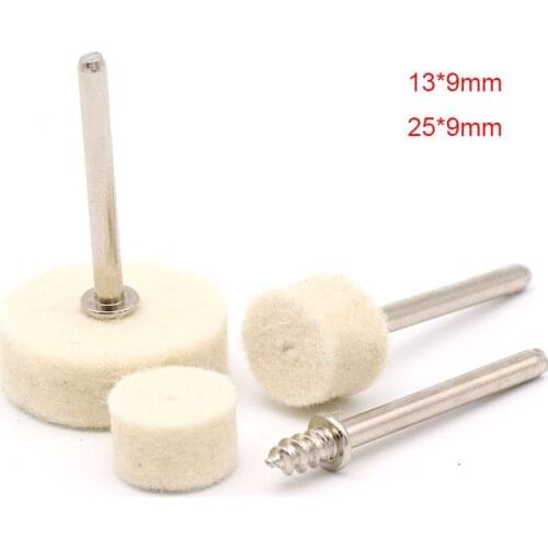 10PCS 13*9mm 25*9mm Wool Felt Polishing Buffing Wheel Live Handle Wool Grinding Head With Rod 3.2mm