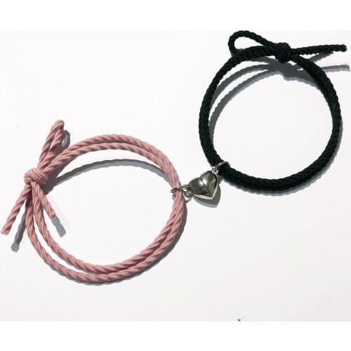 2pcs Magnetic Bracelet Heart Pendant Charm Couple Bracelets for Lover Friend Men Women Braid Rope Bracelets Stainless Steel gift