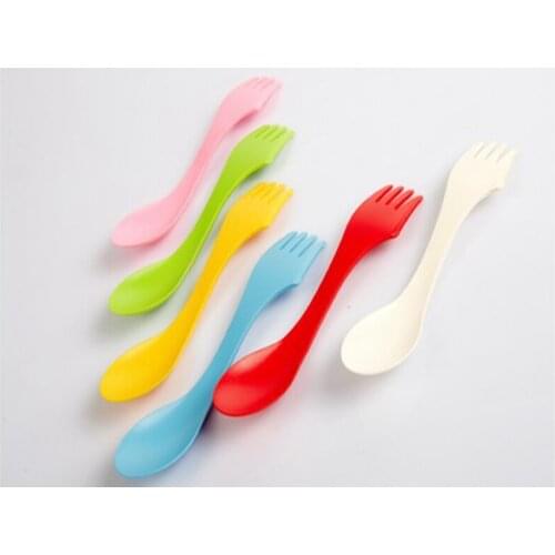 204pcs/lot Fast Shipping 3 in 1 Multi function Plastic spoon fork outdoor spork 6 colors