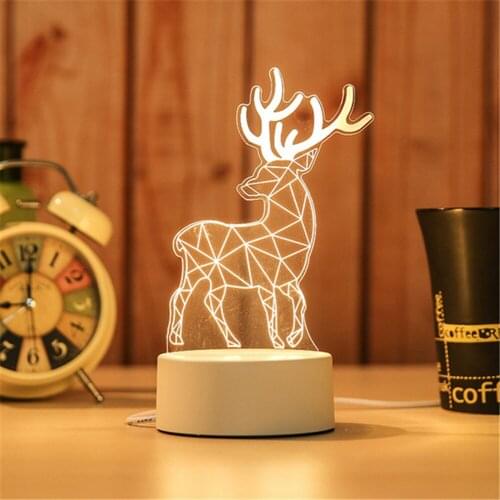 3D Festival USB Acrylic Night Light Pendant LED Table Desk Bedroom Decor Desktop Lamps Gift Warm White Lamp Christmas New Year