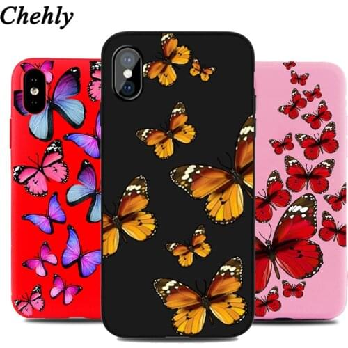 Chehly Phone Case for IPhone 6s 7 8 11 Plus Pro X XS MAX XR SE Cute Butterfly Cases Soft Silicone Fitted Back Accessorie Covers