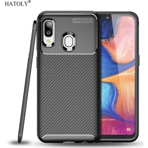 For Samsung Galaxy A20E Case Cover Luxury Soft Silicone Anti-knock Bumper Carbon Fiber TPU Texture Phone Case For Samsung A20E