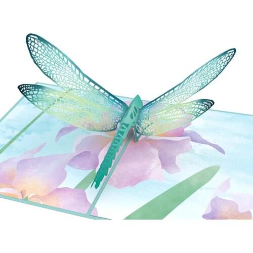 Mothers Day Dragonfly 3D Pop-Up Greeting Card Exqusite Gifts Message Card DIY Decoration Holiday Greeting Card Envelope