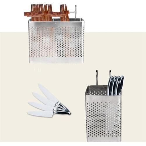 Stainless Steel Chopsticks Holder Hanging Cutlery Drying Basket Tableware Drainer with Hooks Kitchen Utensil
