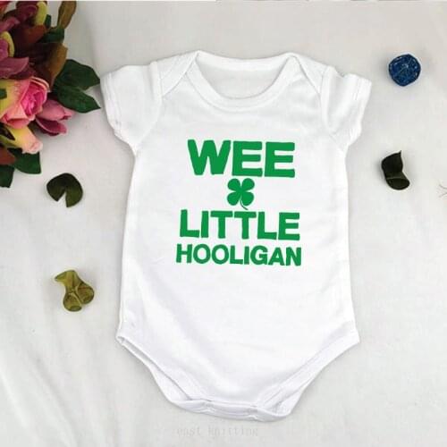 DERMSPE Infant Newborn Baby Boy Girl Short Sleeve Letter Print Wee Little Hooligan Cotton Romper Outfits Summer Baby Clothes