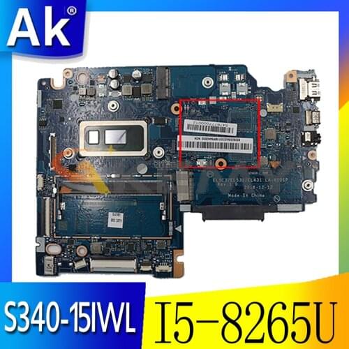 For Lenovo S340-15IWL S340-14IWL laptop motherboard EL5C3 / EL531 / EL431 LA-H101P has CPU I5 8265U 4GB RAM tested OK Mainboard
