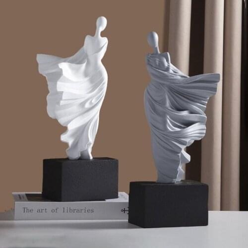 European Abstract Dancing Girl Sculpture Resin Figurines Home Decoration Accessories Love Ornament Girl Room Desktop Decoration