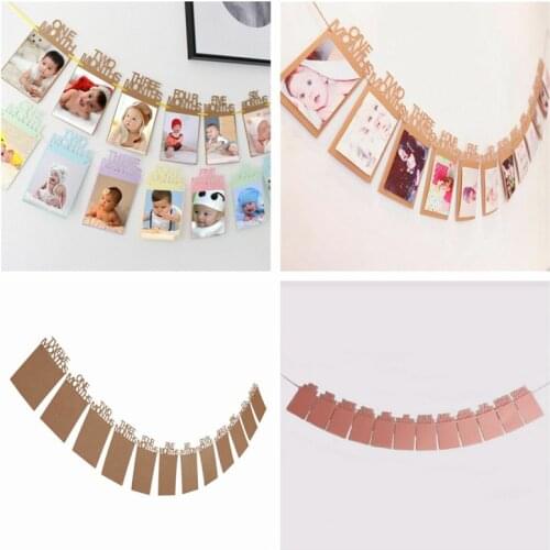 1st Birthday Party First 12 Months Photo Garland Bunting Banner Decorations