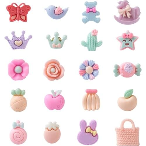 50pcs Cute Animal Candy Flower Drawing Push Pins Resin Iron Map Pin Thumbtack Board Pins for Photo Wall Studs Corkboard Supplies