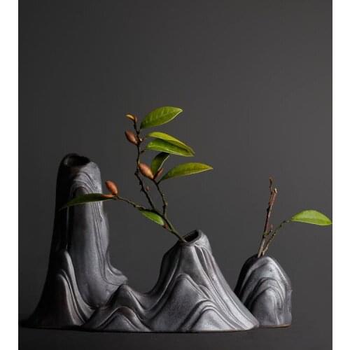 Stoneware Small Vase Taihu Stone Ornaments Kistler Rockery Chinese Handmade Ceramic Creative Hydroponic Flower Insert