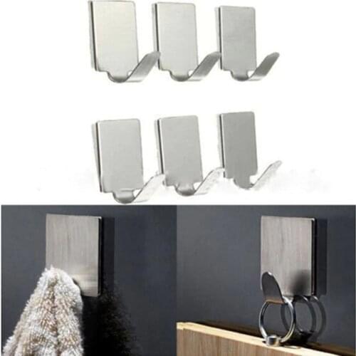 6PCS Stainless Steel Adhesive Kitchen Wall Door Stick Hook Hanger Key Holder Wall Organizador Scissors Cooking Tool Key Hanger