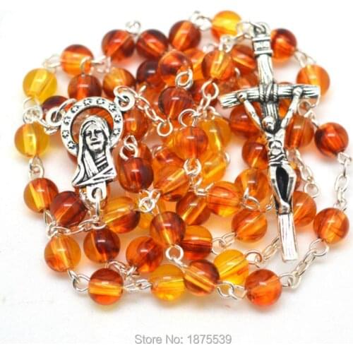 Beautiful Round Acrylic Bead Rosary Acrylic Chain Necklace