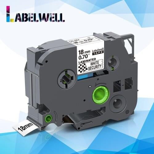 Labelwell 18mm TZ-SE4 TZE-SE4 TZE SE4 Security Label Tape replace for Brother P-touch label maker PT200 PT-H100 Black on White