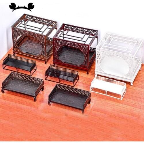 Chinese Style Retro Bed model mini Furniture Miniature Plastic Model Bed model building Doll House accessories