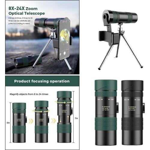 8-24X30 HD Zoom Monocular High Power Scope with Bak4 Prism for Traveling Concert Secenery Waterproof Telescope