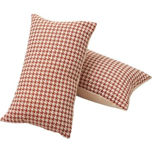 DUNXDECO Waist Cushion Cover Decorative Pillow Case Simple Warm Hues Classical Houndstooth Soft Couch Sofa Chair Coussin 2PCS