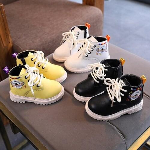 Single Boots Girls Snow Boots Children Leather Boots Children British Fashion Martin Boots Boys Short Boots Autumn and Winter