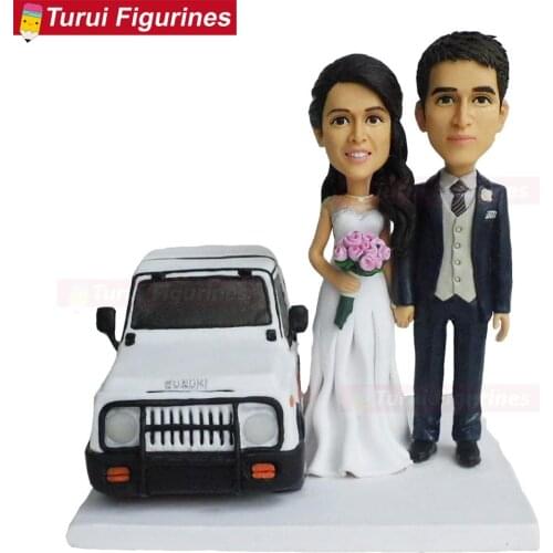 Couple with car model home decoration bobblehead dolls figurine chrismas gift