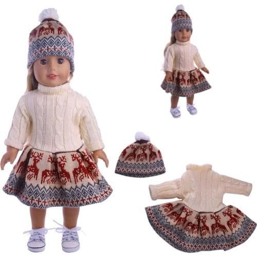 Christmas sweater Fit for American Doll Clothes 18 inch Doll Christmas Girl Gift our Generation Doll accesories