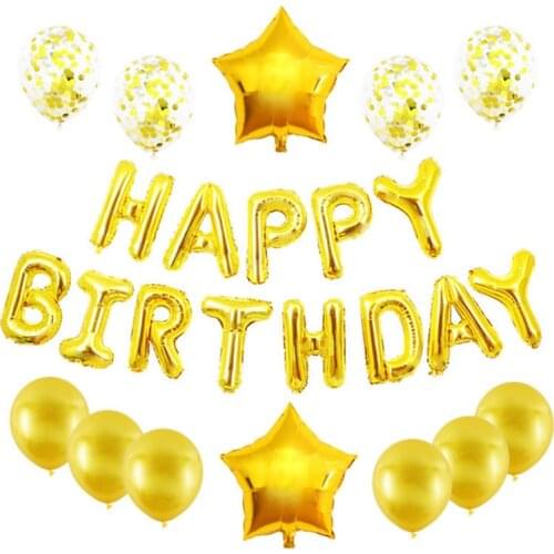 25pcs/lot 12inch Confetti Latex Balloons With Happy Birthday Letter Foil Balloon Star Globos Birthday Party Decorations Kids