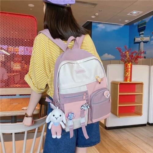 School Backpack Casual Womens Students Panelled Cute Backpacks For Girls Fashion Female Bags Large Trend Capacity New Schoolbag