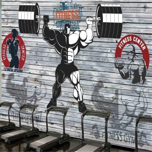 Modern Nostalgic Retro Sports Weightlifting Wallpapers Industrial Decor Gym Background Mural Wall Paper Papel De Parede 3d