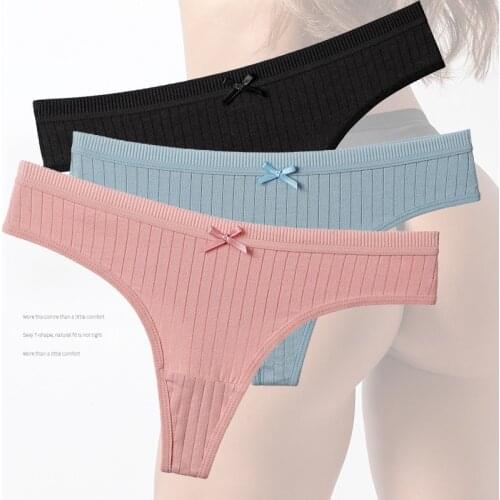 3PCS/LOT Cotton sexy thongs Threaded women panties breathable g string large size seamless sports ladies underwear