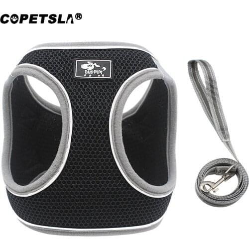 Reflective Dog Adjustable Harness Vest Walking Lead Leash For Puppy Dogs Collar Polyester Mesh Harness For Small Medium Dog Cat