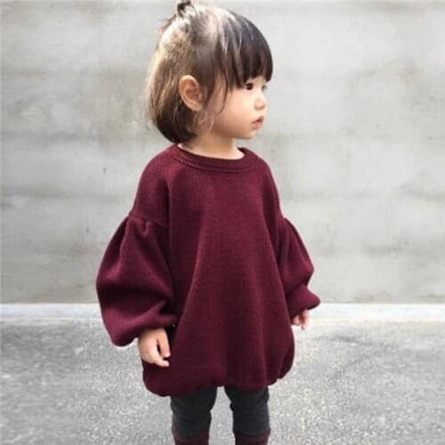 Emmababy Autun Baby Girls Wine Red Sweaters 1-6Y Cute Kids Girl Sweaters Sweater Warm Jumper Pullover Long Sleeve Outwear