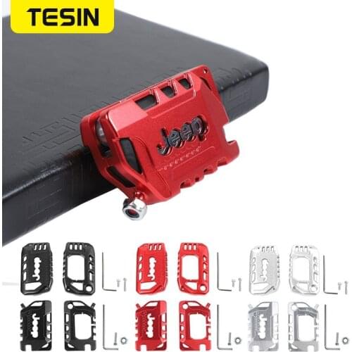 TESIN Keychain Cover Case For Jeep Wrangler JL JT Gladiator 2018+ Key Cover Case Aluminum Alloy Protector Shell Car Accessories