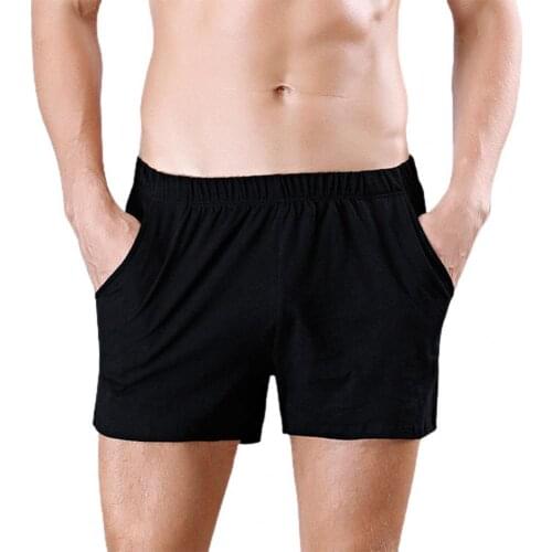 Soutong Sollid Color Men Underpants Side Pockets Comfy Elastic Waist Loose Boxer Underwear for Inside Wear