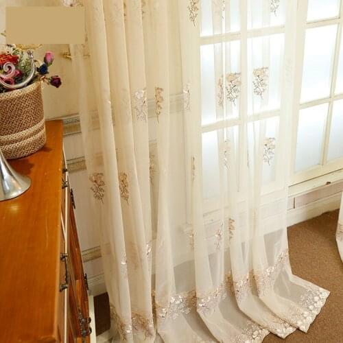 Customized tulle high-end fashion modern embossed embroidery gauze beautiful white living room voile curtain tulles E136