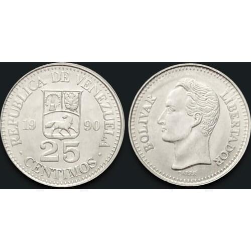 Venezuela 25 cents 1990100% Real Unc Genuine Original Coins Collection Coin