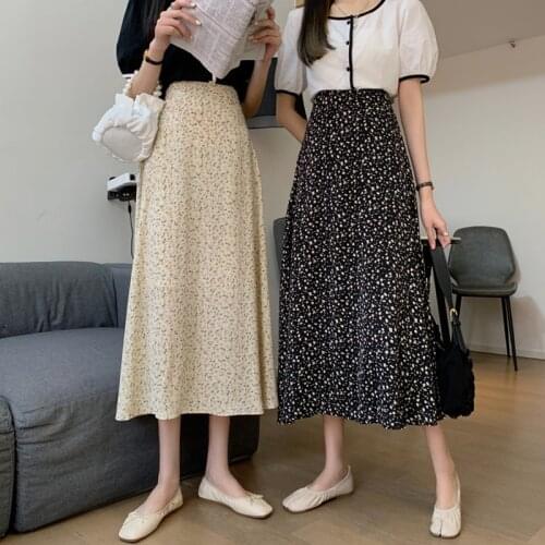 Womens Skirt Vintage Clothes Long Skirts White Harajuku Summer High Waist Streetwear 2021 Fashion flowy Spring Elastic Chiffon