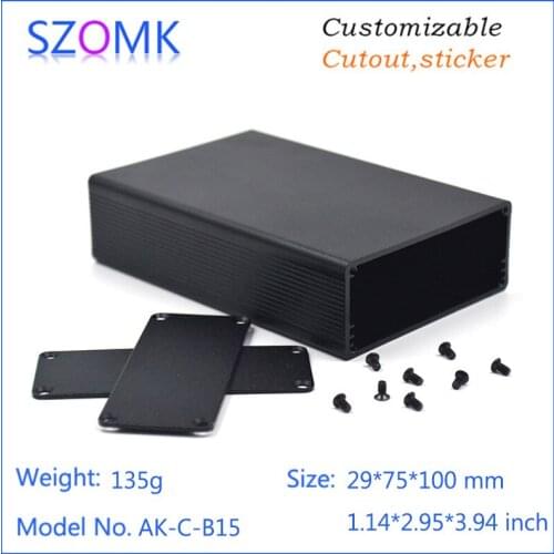 10 pcs, hot selling aluminum project enclosure electronics junction box 29*75*100mm black aluminum profile enclosure