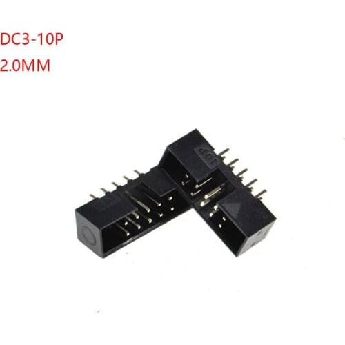 10pcs dc3-10p 2.0MM pitch MALE SOCKET straight idc box headers dc3 PCB CONNECTOR DOUBLE ROW 2x5PIN DC3 10 PIN 10P HEADER